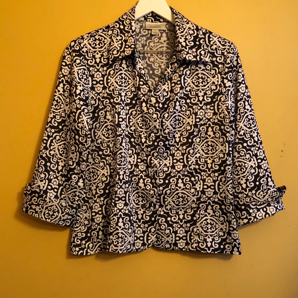 Dressbarn Shirts(1)-Blue&White (2)-Brown&White B13